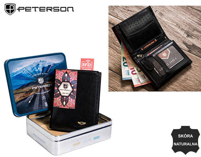 Peterson natūralios odos vyriška piniginė, juoda kaina ir informacija | Vyriškos piniginės, kortelių dėklai | pigu.lt