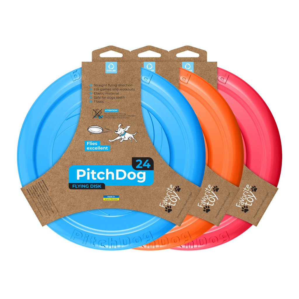 Interaktyvus žaislas šunims skraidantis diskas Doggy Pitchdog, 24 cm, rožinis цена и информация | Žaislai šunims | pigu.lt