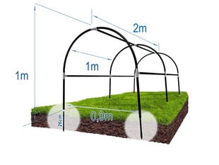 Каркас парника с 3 перемычками, 2 м цена и информация | Теплицы | pigu.lt
