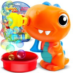 Muilo burbulų pūtimo aparatas Dinozauras Bubble Fun, oranžinis, 12x5,5x11 cm kaina ir informacija | Vandens, smėlio ir paplūdimio žaislai | pigu.lt