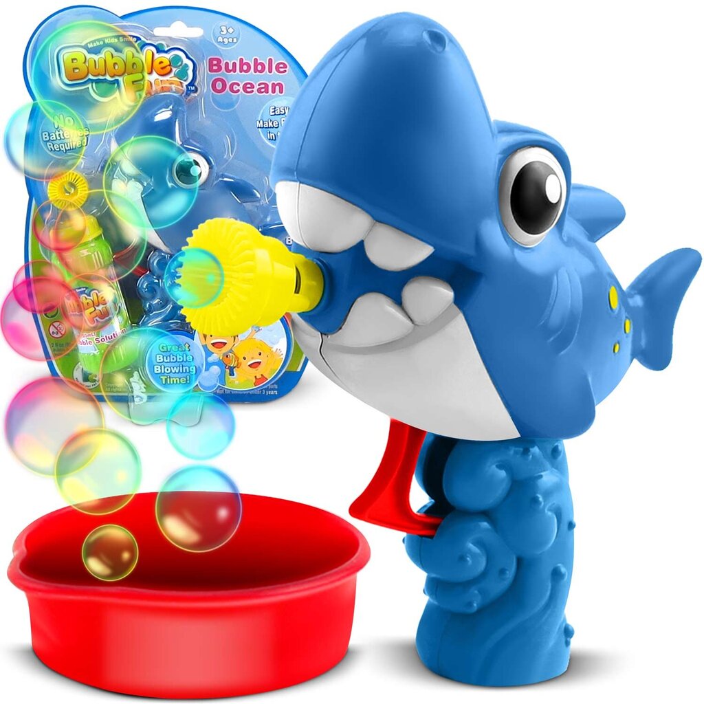 Muilo burbulų pūtimo aparatas Ryklys Bubble Fun, mėlynas, 12x5,5x11 cm kaina ir informacija | Vandens, smėlio ir paplūdimio žaislai | pigu.lt