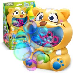 Muilo burbulų pūtimo aparatas Kačiukas su papildomu skysčiu Bubble Fun, geltonas, 10,5x7x13cm kaina ir informacija | Vandens, smėlio ir paplūdimio žaislai | pigu.lt