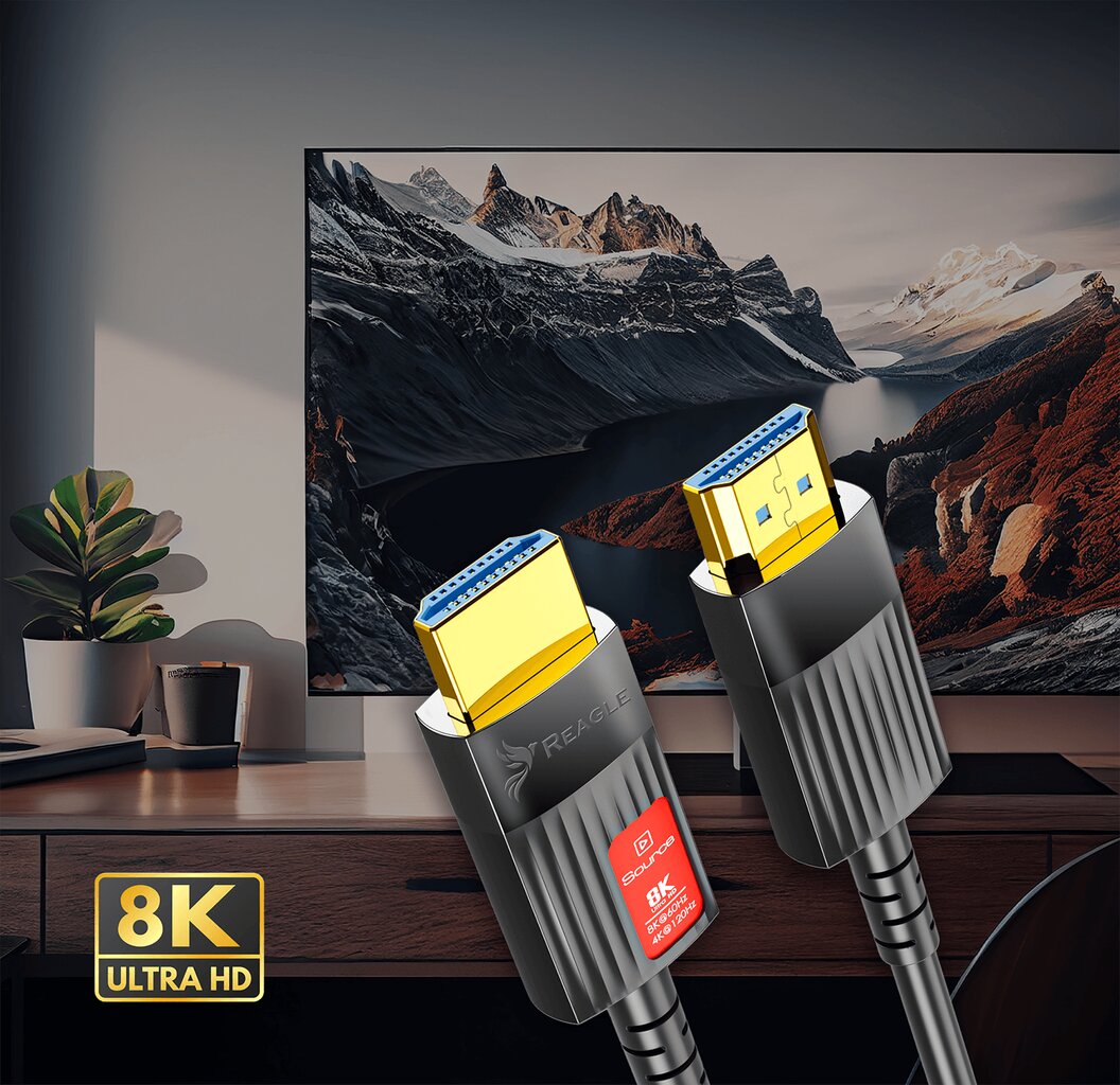 REAGLE HDMI 2.1 optinis 48Gbps AOC 8K 60HZ 4K 120HZ HDR kabelis 10M kaina ir informacija | Korpusų priedai | pigu.lt