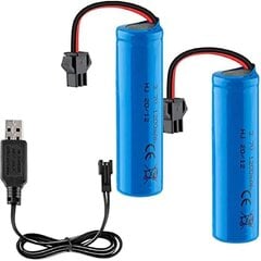 Аккумулятор 3.7V 1200mAh с USB кабелем для зарядки, разъем SM-2P, совместим с DE45 DE42 1:14 безтрековыми и дрифт гонками 2 шт. цена и информация | Батарейки | pigu.lt