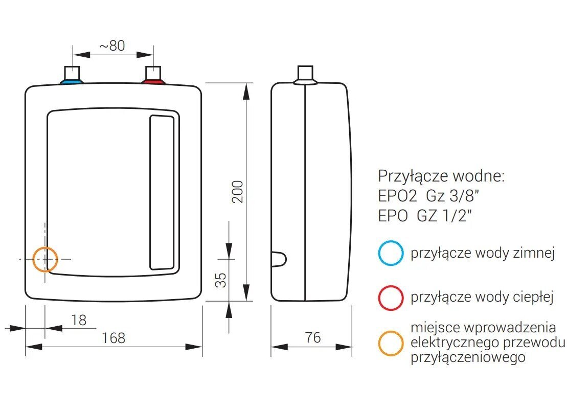 Elektrinis vandens šildytuvas 6 kW Kospel ЕPO2-6.2AMICUS kaina ir informacija | Vandens šildytuvai | pigu.lt