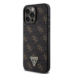 Guess PU Leather 4G Triangle Metal Logo Case for iPhone 13 Pro Max Black цена и информация | Чехлы для телефонов | pigu.lt