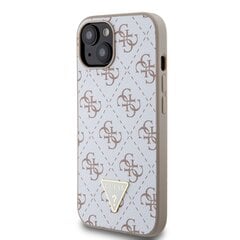 Guess PU Leather 4G Triangle Metal Logo Case for iPhone 15 Pro Max White цена и информация | Чехлы для телефонов | pigu.lt