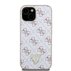 Guess PU Leather 4G Triangle Metal Logo Case for iPhone 15 Pro Max White цена и информация | Чехлы для телефонов | pigu.lt