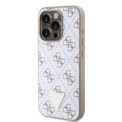 Guess PU Leather 4G Triangle Metal Logo Case for iPhone 15 Pro White цена и информация | Чехлы для телефонов | pigu.lt