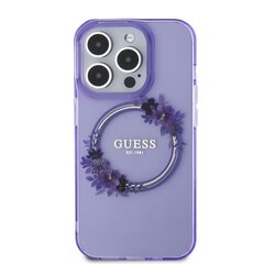 Guess PC|TPU Flowers Ring Glossy Logo MagSafe Case for iPhone 15 Pro Transparent цена и информация | Чехлы для телефонов | pigu.lt