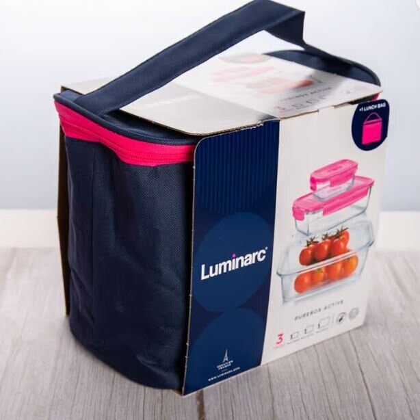 Luminarc maisto saugojimo indelių ir krepšelio komplektas Pure Box Active, 4 dalių kaina ir informacija | Maisto saugojimo  indai | pigu.lt