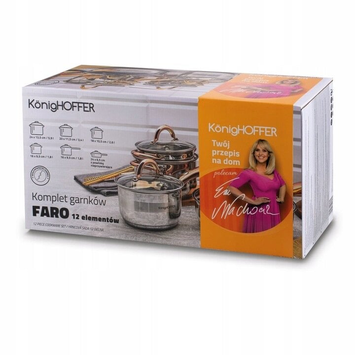 Konighoffer puodų rinkinys Faro Copper, 12 dalių цена и информация | Puodai, greitpuodžiai | pigu.lt