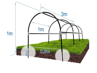 Каркас парника с 3 перемычками, 3 м цена и информация | Теплицы | pigu.lt