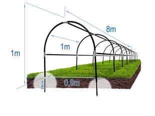 Каркас парника с 3 перемычками, 8 м цена и информация | Теплицы | pigu.lt