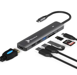 REAGLE HUB USB-C 3.1 HDMI 4K PD 100W SD TF ADAPTER 7in1 Apple M1 M2 skaitytuvas цена и информация | Аксессуары для корпусов | pigu.lt