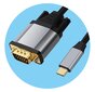 REAGLE USB C į VGA 1,8 m FULL HD D-SUB kabelis 1080p USB-C adapterio kabelis цена и информация | Korpusų priedai | pigu.lt