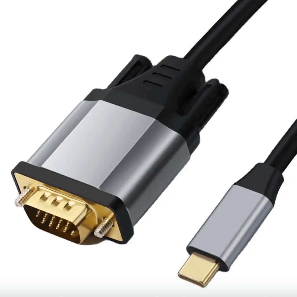 REAGLE USB C į VGA 1,8 m FULL HD D-SUB kabelis 1080p USB-C adapterio kabelis цена и информация | Korpusų priedai | pigu.lt