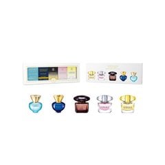 Rinkinys Versace Mini Set Fragrances moterims: tualetinis vanduo Crystal Noir EDT, 5 ml + tualetinis vanduo Dylan Turquoise EDT, 5 ml + tualetinis vanduo Yellow Diamond EDT, 5 ml + tualetinis vanduo Bright Crystal EDT, 5 ml + kvapusis vanduo Dylan Blue ED kaina ir informacija | Kvepalai moterims | pigu.lt