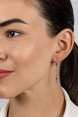 Brilio Silver Playful dangling earrings with colored zircons EA1008WRBW цена и информация | Серьги | pigu.lt