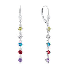 Brilio Silver Playful dangling earrings with colored zircons EA1008WRBW цена и информация | Серьги | pigu.lt