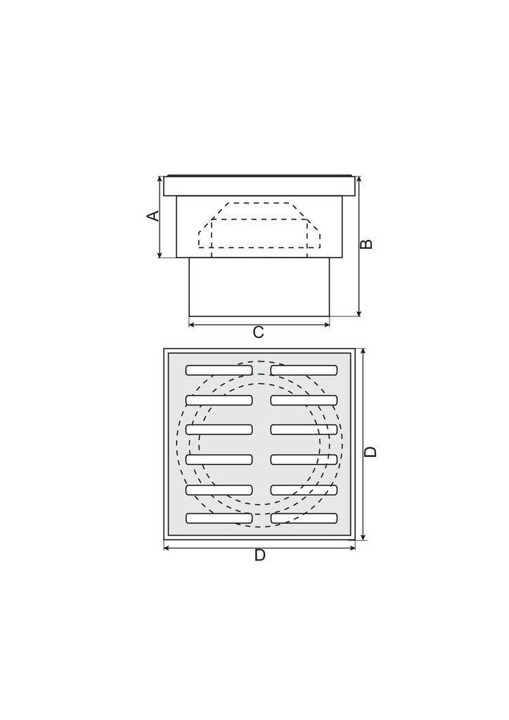 Trapas, tiesus kanalizacijos nutekėjimas, fi50, metalinės grotelės 10x10 cm, baltos spalvos kaina ir informacija | Dušo latakai | pigu.lt