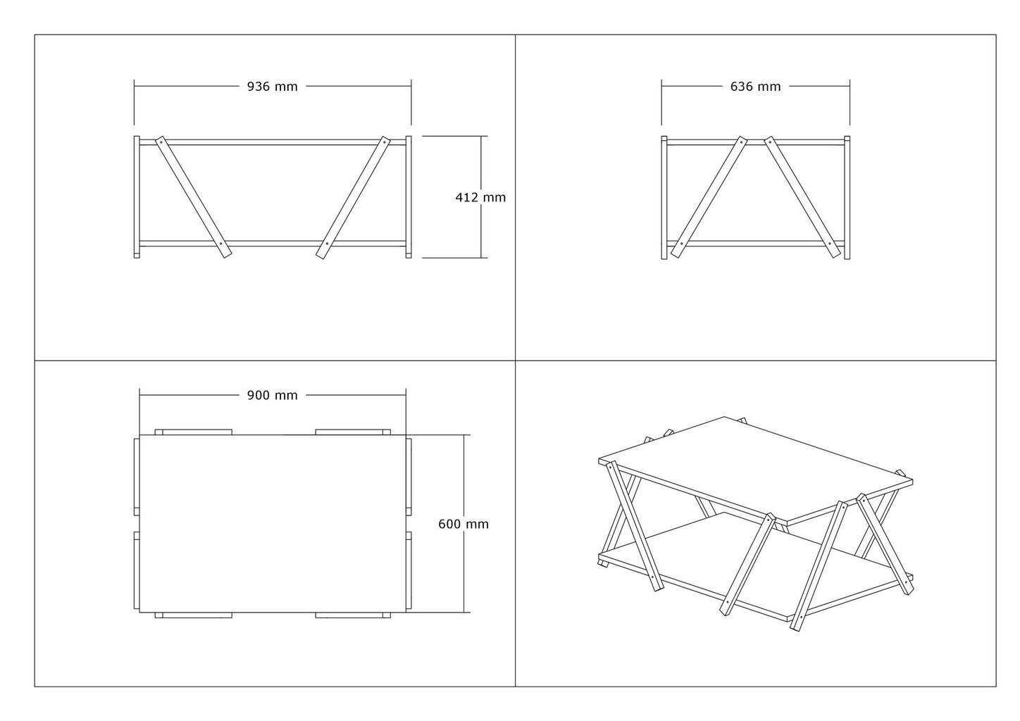 Kavos staliukas Asir, 93,6x63,6x41,2 cm, pilkas/baltas цена и информация | Kavos staliukai | pigu.lt