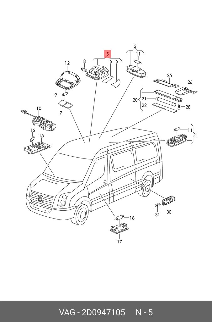 Vidaus salono apšvietimo lempa VAG 2D0947105, 1 vnt. kaina ir informacija | Auto reikmenys | pigu.lt