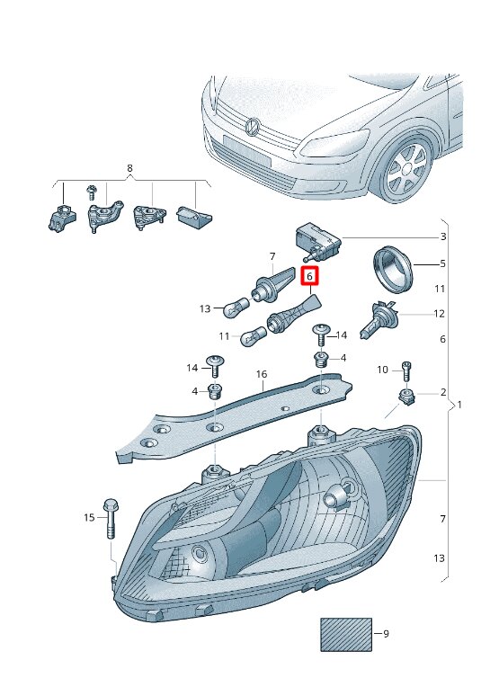 Dienos šviesos ir šoninių žibintų lemputės lizdo montavimas VAG 2K5953123B цена и информация | Auto reikmenys | pigu.lt