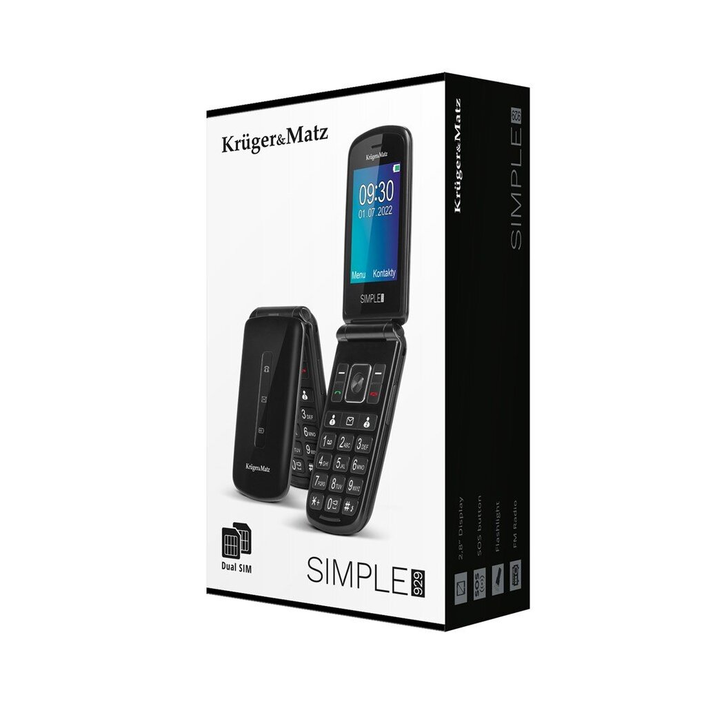 Kruger & Matz KM0929 Black kaina ir informacija | Mobilieji telefonai | pigu.lt