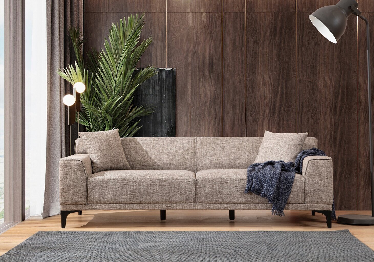 Trivietė sofa Asir Petra 3, ruda цена и информация | Sofos | pigu.lt