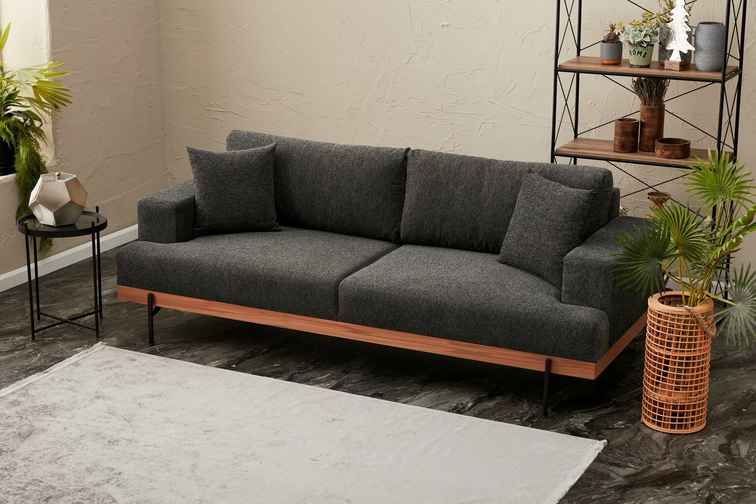 Trivietė sofa Asir Liva, pilka цена и информация | Sofos | pigu.lt