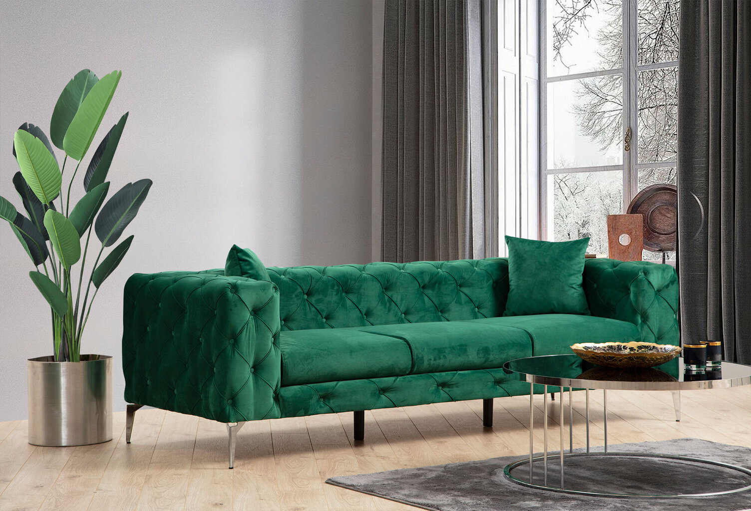 Trivietė sofa Atelier Del Sofa Como, žalia цена и информация | Sofos | pigu.lt