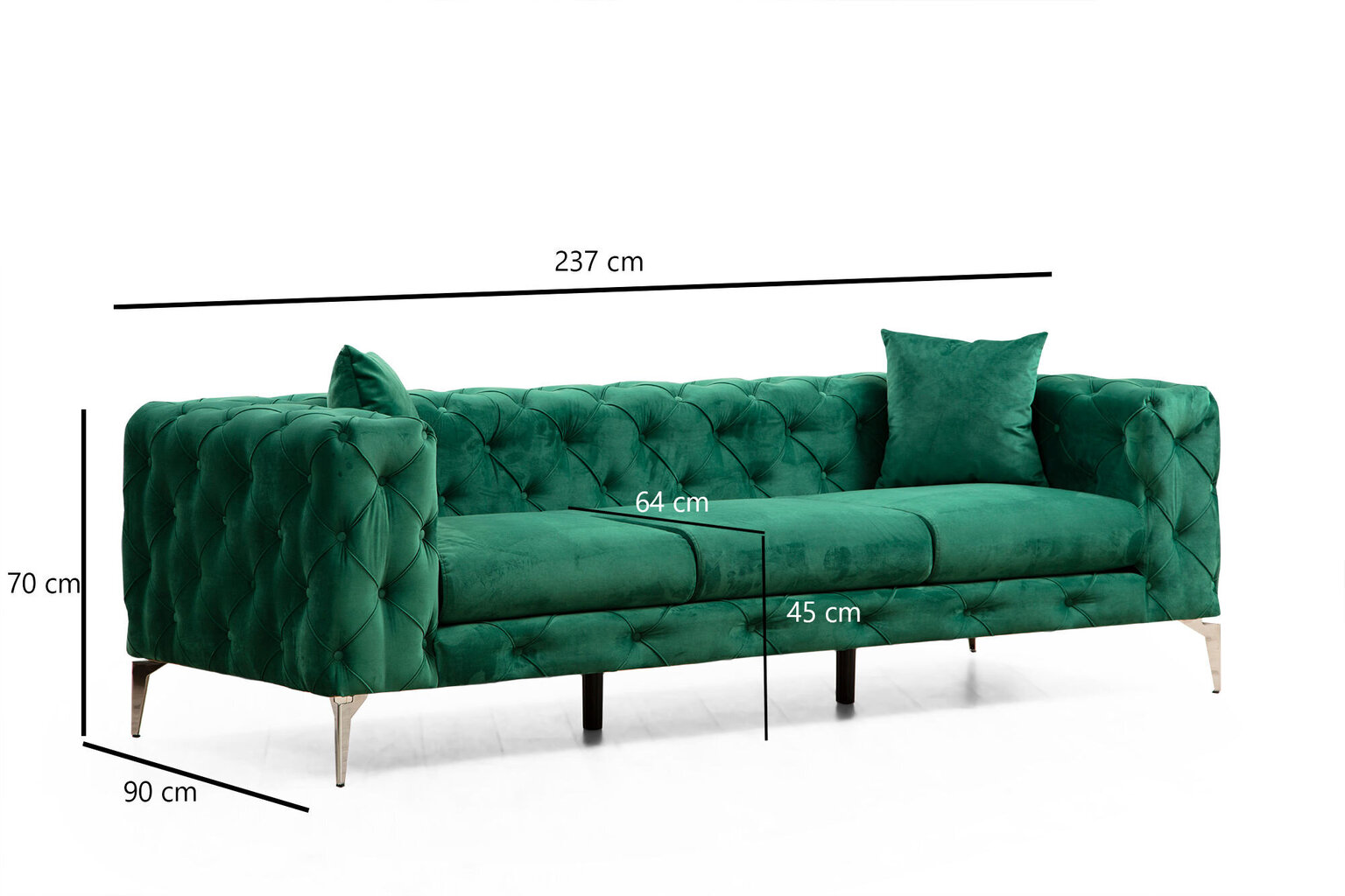 Trivietė sofa Atelier Del Sofa Como, žalia kaina ir informacija | Sofos | pigu.lt