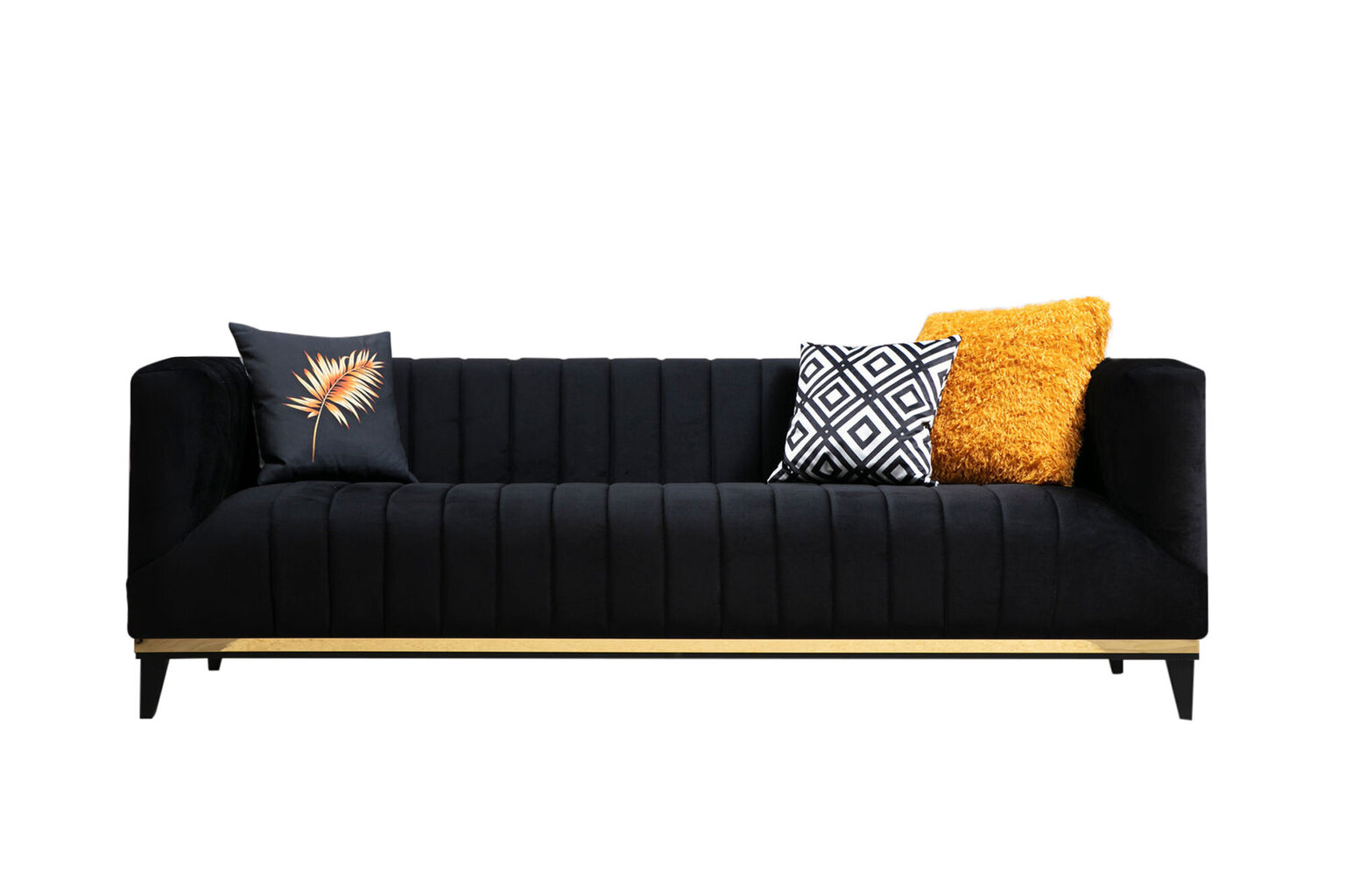 Triivietė sofa Atelier Del Sofa Bellino, juoda kaina ir informacija | Sofos | pigu.lt