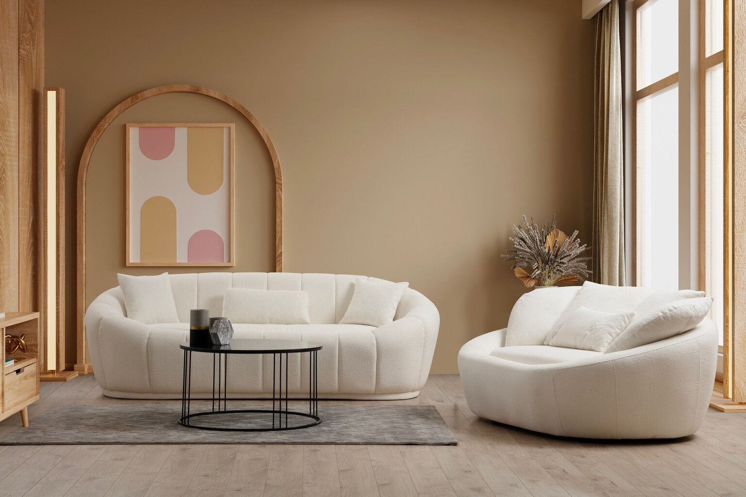 Dvivietė sofa Atelier Del Sofa Midye Love Seat, smėlio spalvos цена и информация | Sofos | pigu.lt