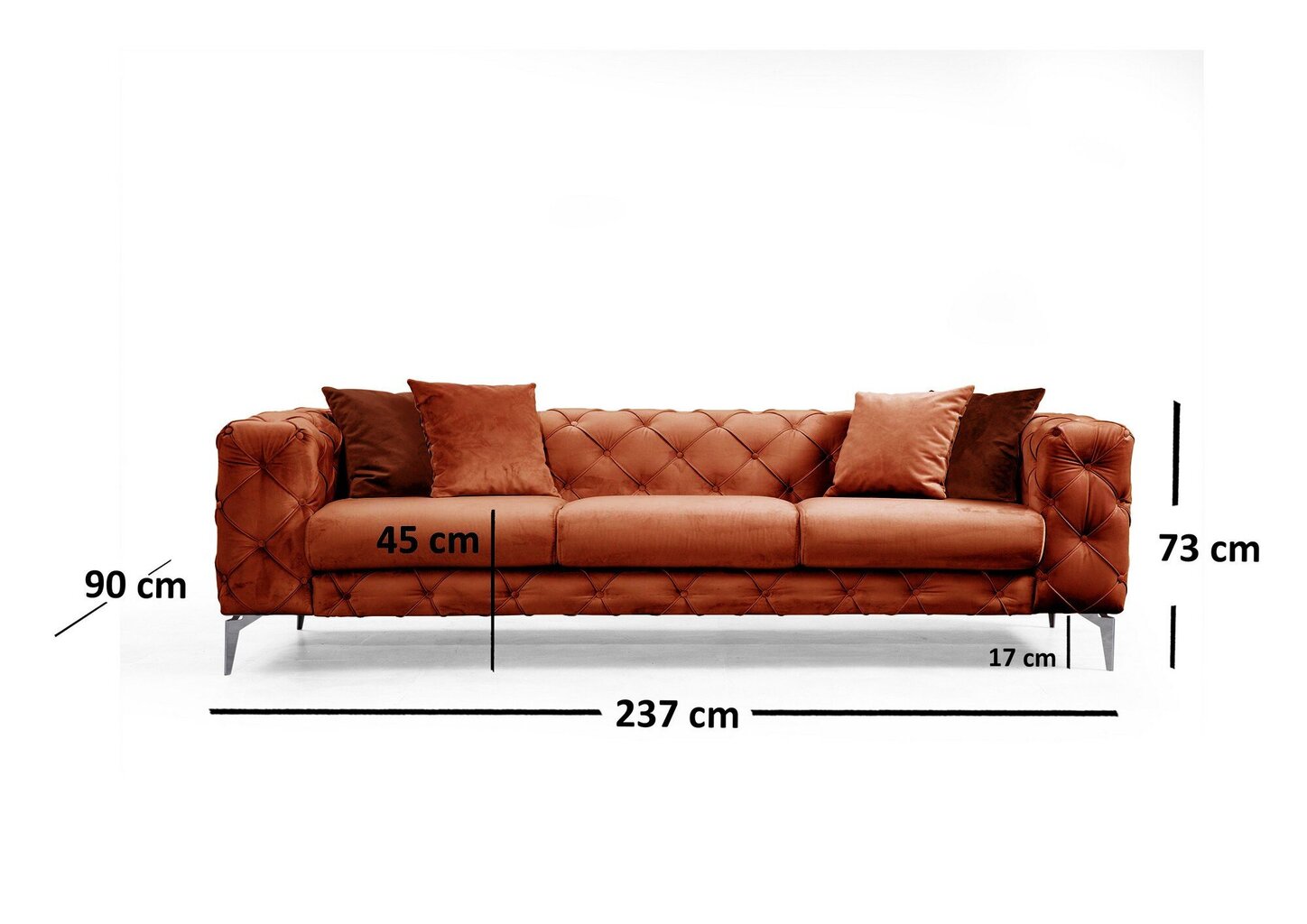 Trivietė sofa Atelier Del Sofa Como, oranžinė kaina ir informacija | Sofos | pigu.lt