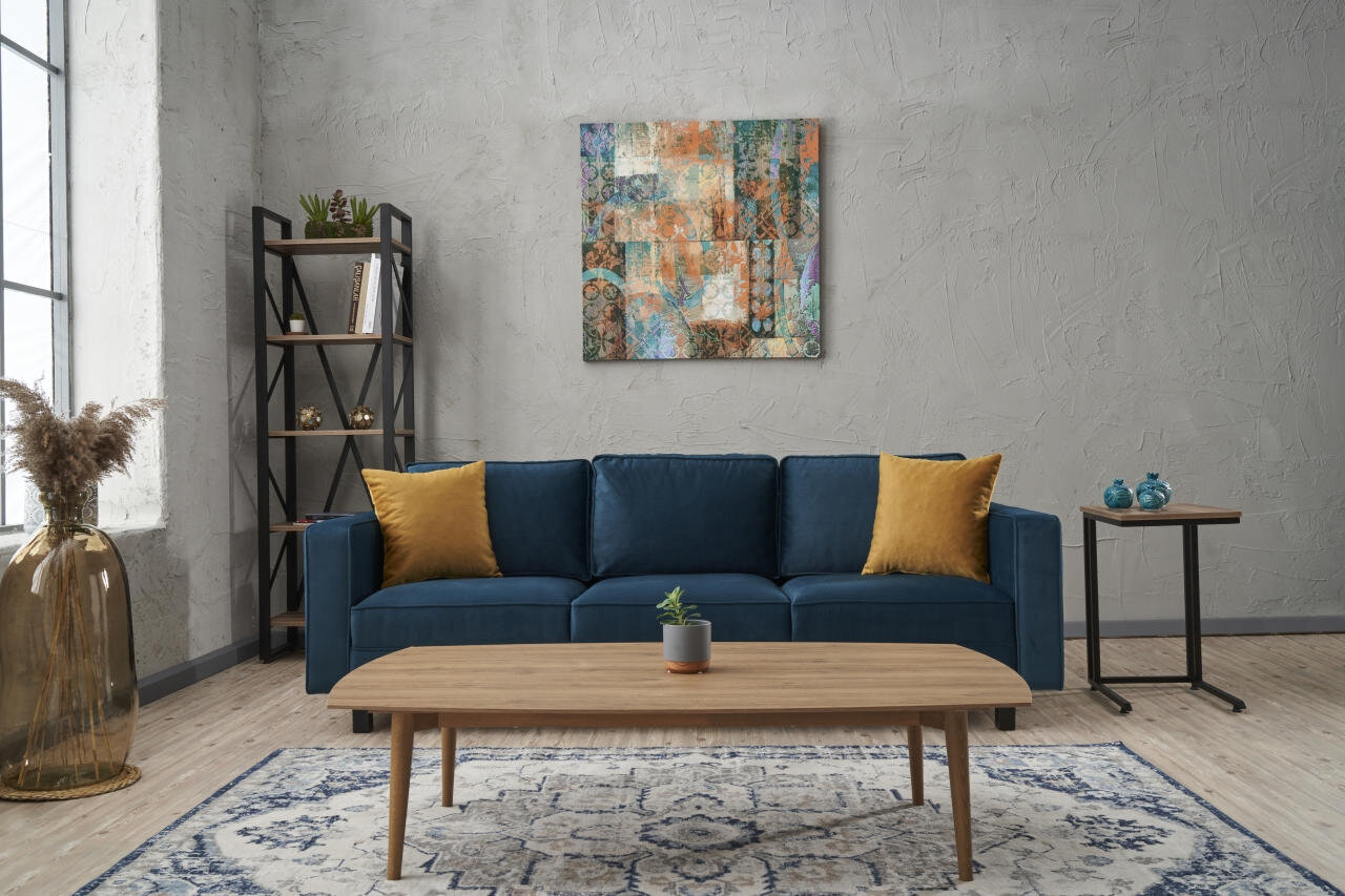 Trivietė sofa Asir Kale Velvet, žalia цена и информация | Sofos | pigu.lt