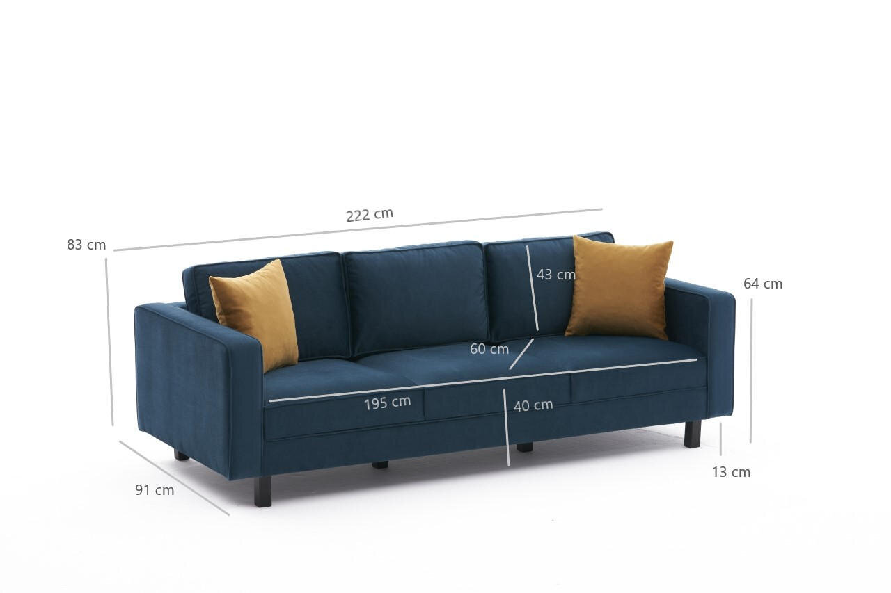 Trivietė sofa Asir Kale Velvet, žalia kaina ir informacija | Sofos | pigu.lt