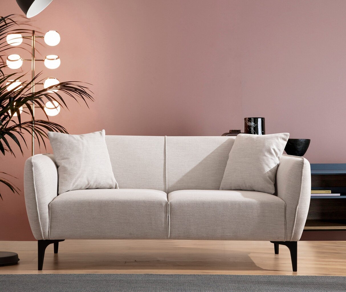 Dvivietė sofa Asir Belissimo Off White, balta цена и информация | Sofos, sofos-lovos | pigu.lt