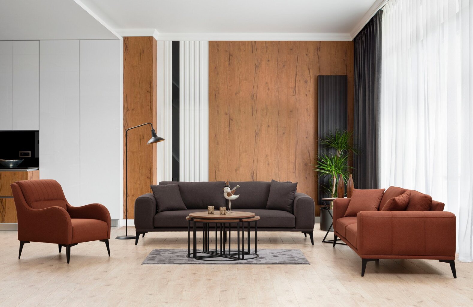 Trivietė sofa Asir Kenzo 3, pilka kaina ir informacija | Sofos | pigu.lt