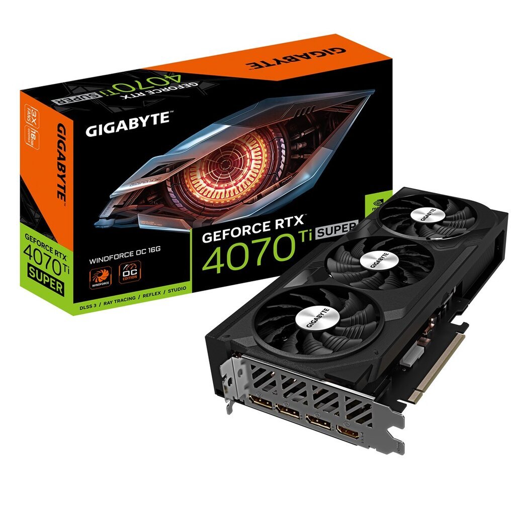 Gigabyte GeForce RTX 4070 Ti Super Windforce OC (GV-N407TSWF3OC-16GD) цена и информация | Vaizdo plokštės (GPU) | pigu.lt