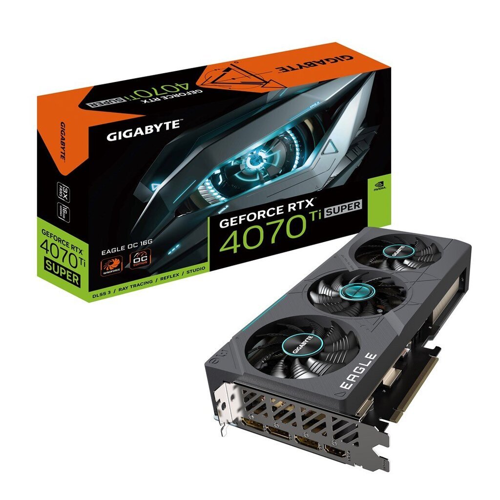 Gigabyte GeForce RTX 4070 Ti Super Eagle OC (GV-N407TSEAGLE OC-16GD) цена и информация | Vaizdo plokštės (GPU) | pigu.lt