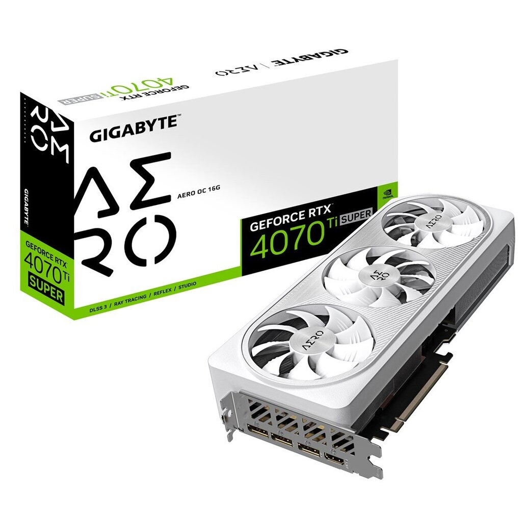 Gigabyte GeForce RTX 4070 Ti Super Aero OC (GV-N407TSAERO OC-16GD) kaina ir informacija | Vaizdo plokštės (GPU) | pigu.lt