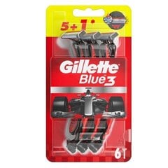 Одноразовые бритвы Gillette Blue3 Red & White, 6 шт. цена и информация | Косметика и средства для бритья | pigu.lt