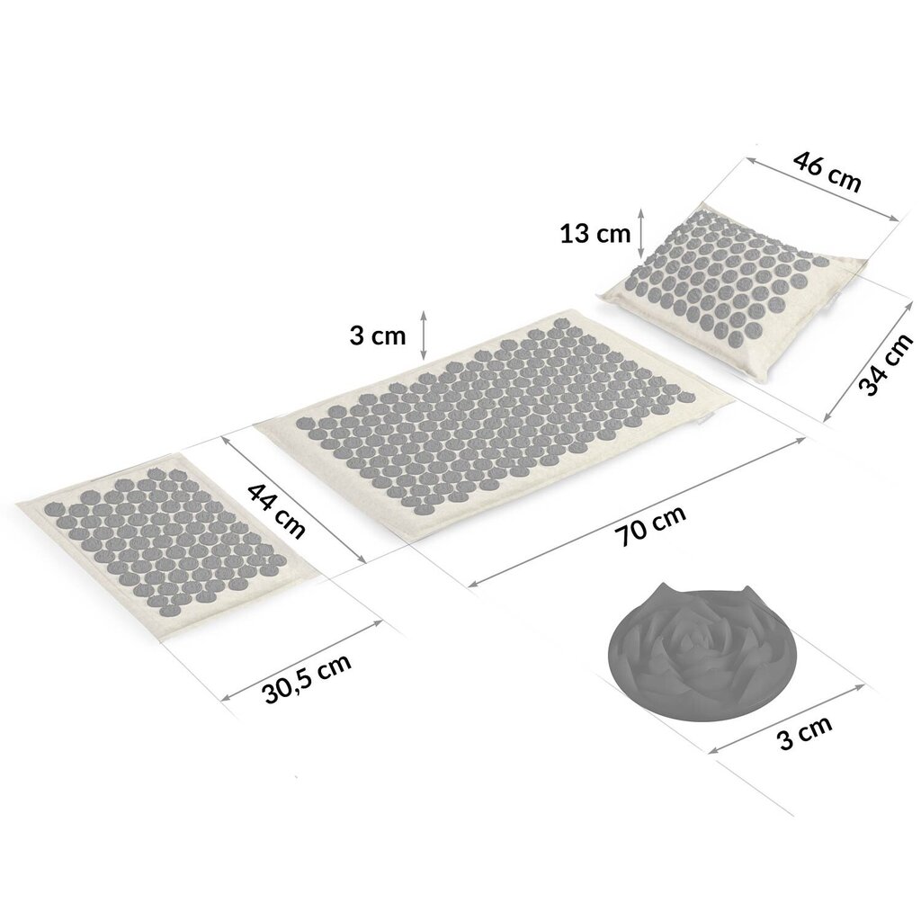 Masažinis akupresūrinis kilimėlis Neo Sport, 44x30x13cm, rudas цена и информация | Kilimėliai sportui | pigu.lt