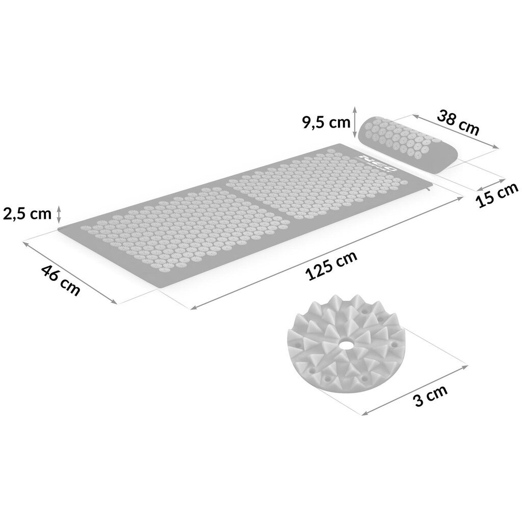 Masažinis akupresūrinis kilimėlis Neo Sport, 42x25,5x14,5cm, juodas kaina ir informacija | Kilimėliai sportui | pigu.lt