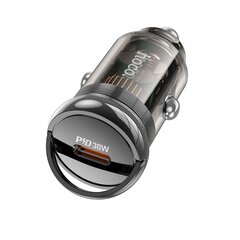 HOCO car charger Type C PD30W Z53 SIGHT transparent black цена и информация | Автопринадлежности | pigu.lt