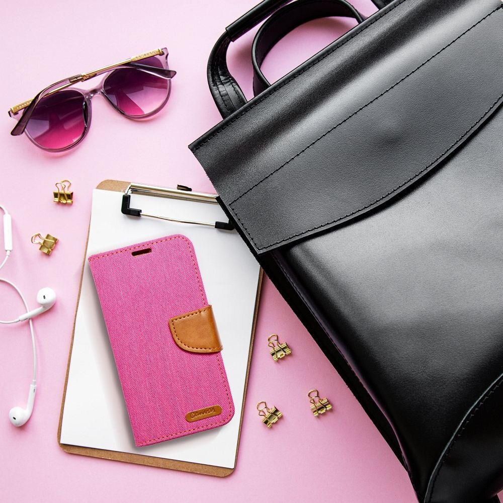 CANVAS Book case for XIAOMI Redmi NOTE 13 5G pink цена и информация | Kalendoriai, darbo knygos | pigu.lt