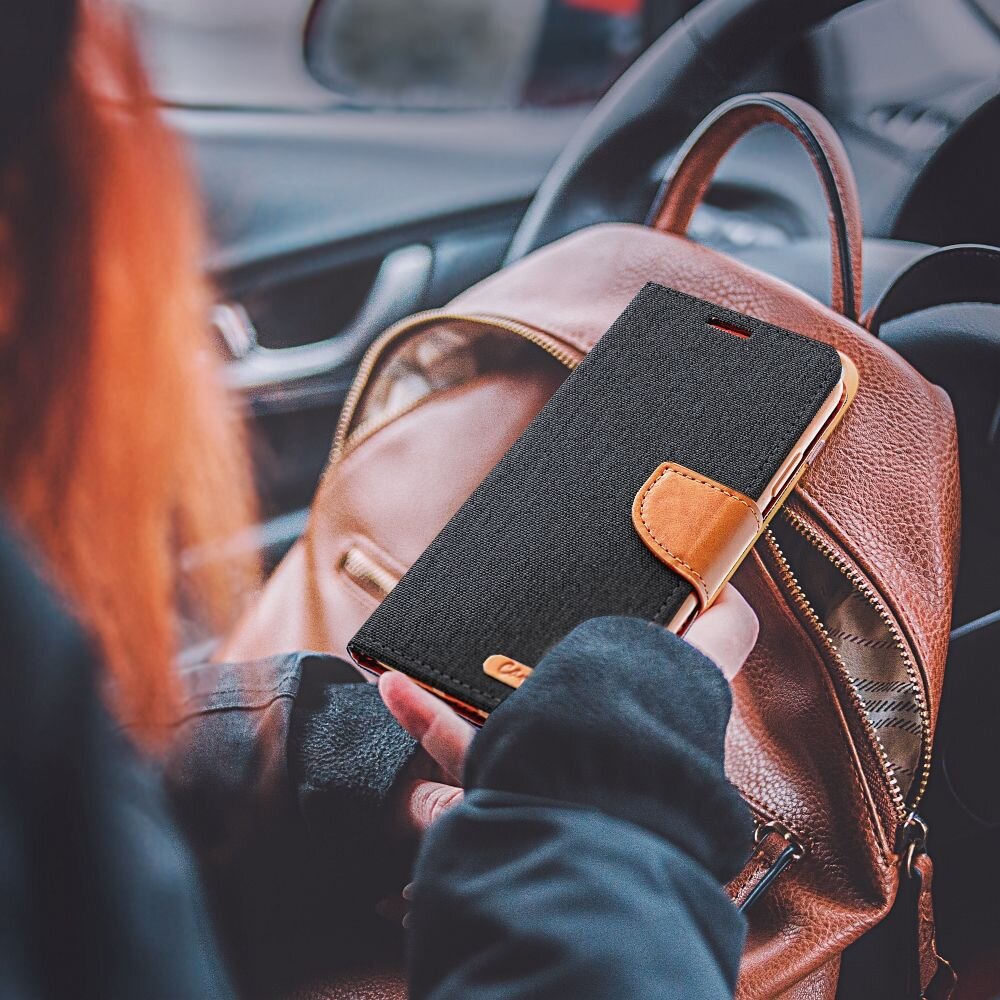 CANVAS Book case for XIAOMI Redmi NOTE 13 PRO Plus 5G black kaina ir informacija | Kalendoriai, darbo knygos | pigu.lt