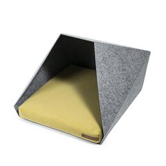 Guolio su čiužiniu komplektas Petpocket, pilkas/geltonas kaina ir informacija | Guoliai, pagalvėlės | pigu.lt